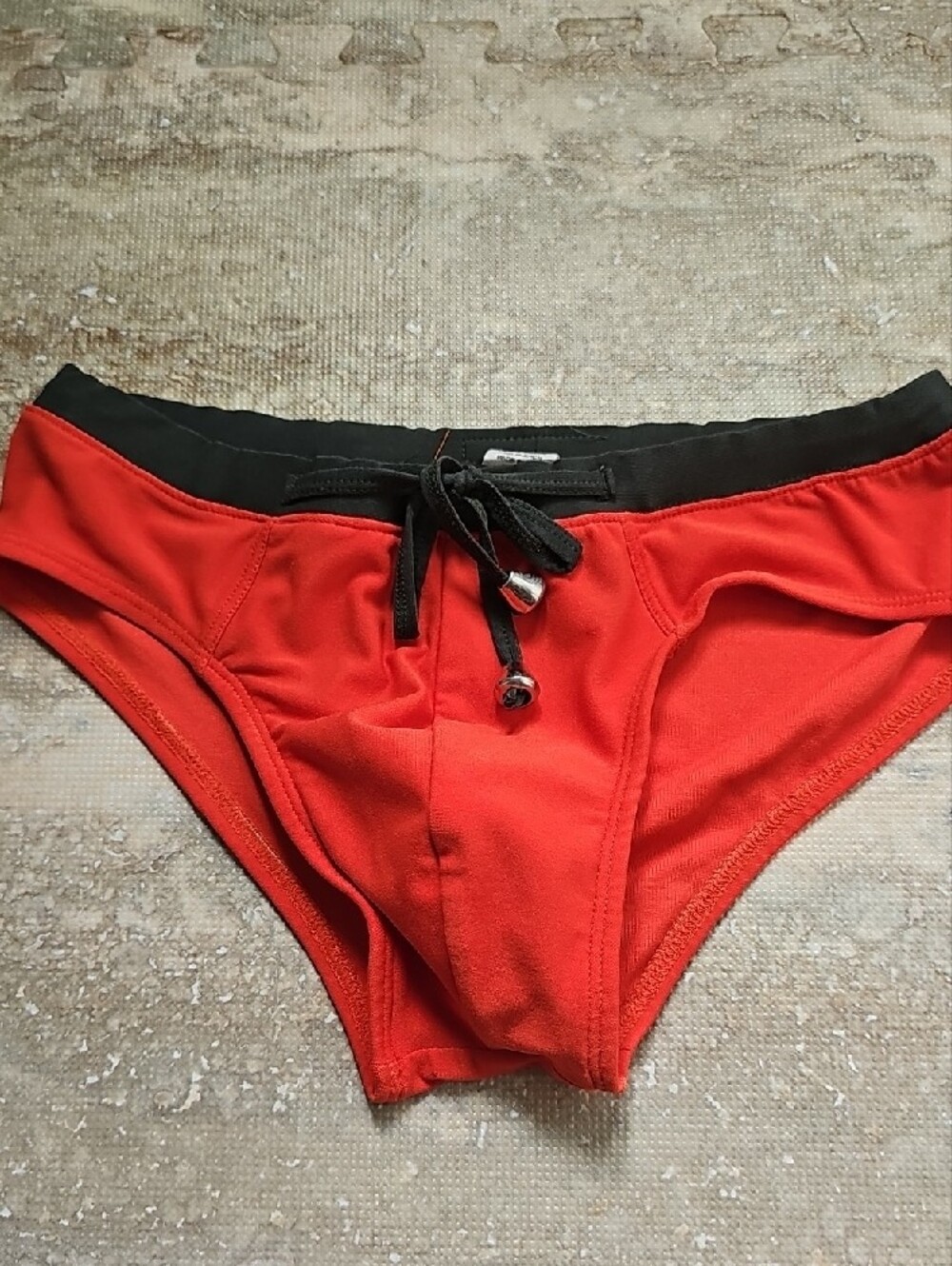 Whittall & Shon Orange Bikini Bottom with Black Waistband